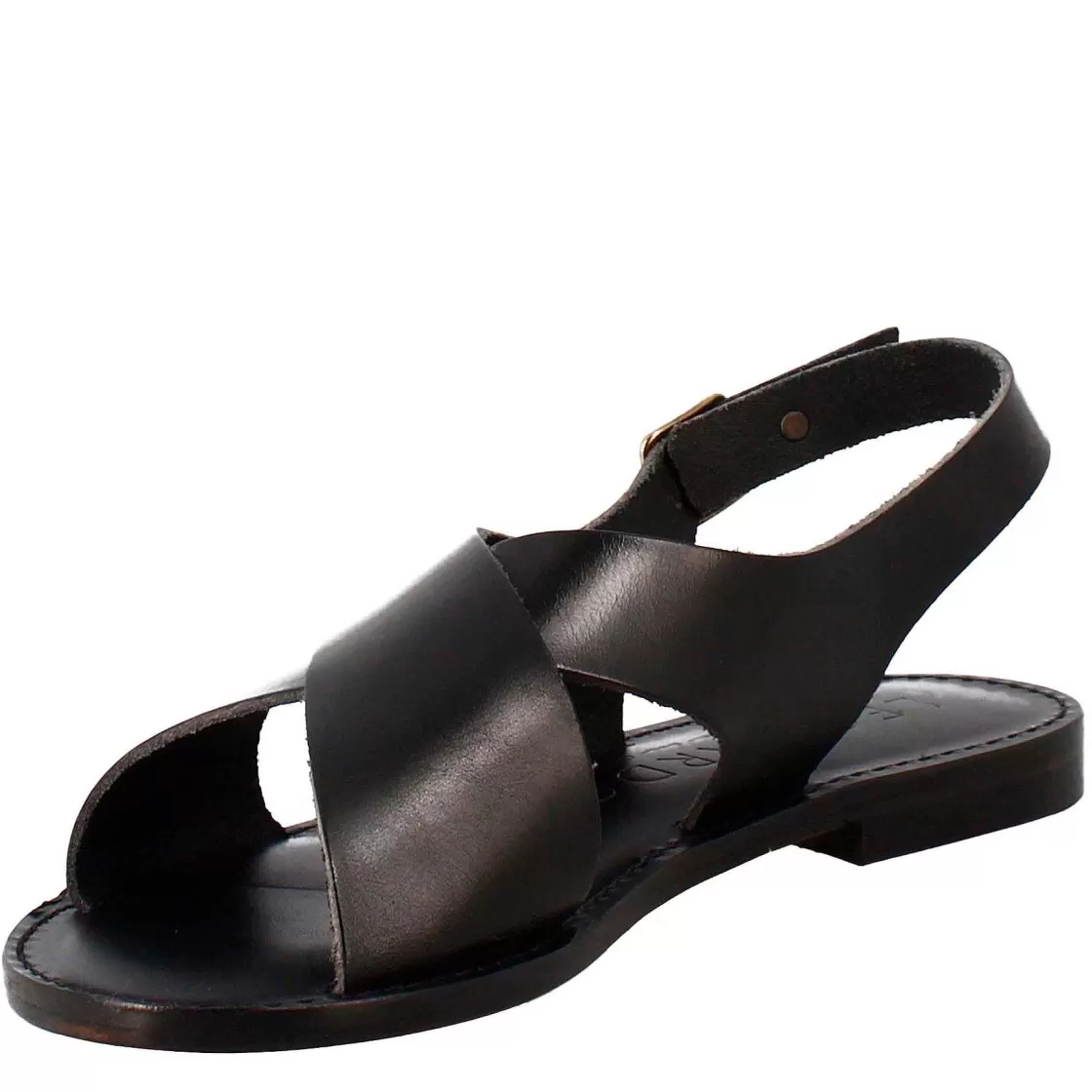 Leonardo Arcadia Women'S Sandals In Ancient Roman Style In Black Leather Flash Sale