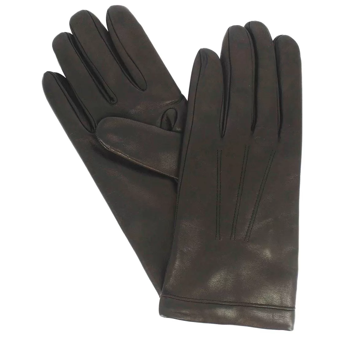 Leonardo Black Men'S Glove In Black Leather Lined In Cashmere Hot