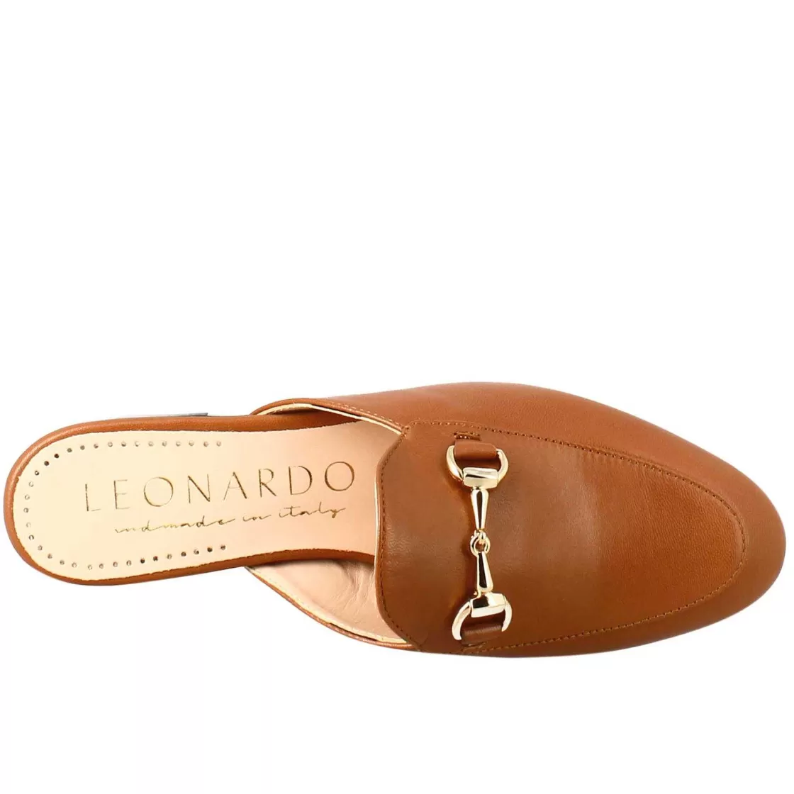 Leonardo Brown Sabot With Golden Buckle And Leather Sole Cheap