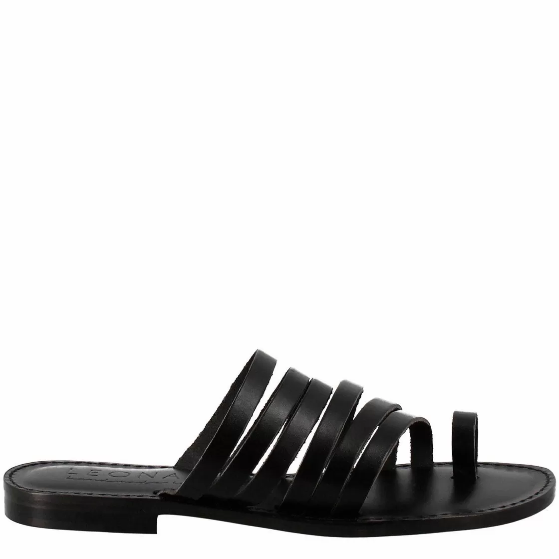 Leonardo Celestia Women'S Sandals In Ancient Roman Style In Black Leather Cheap