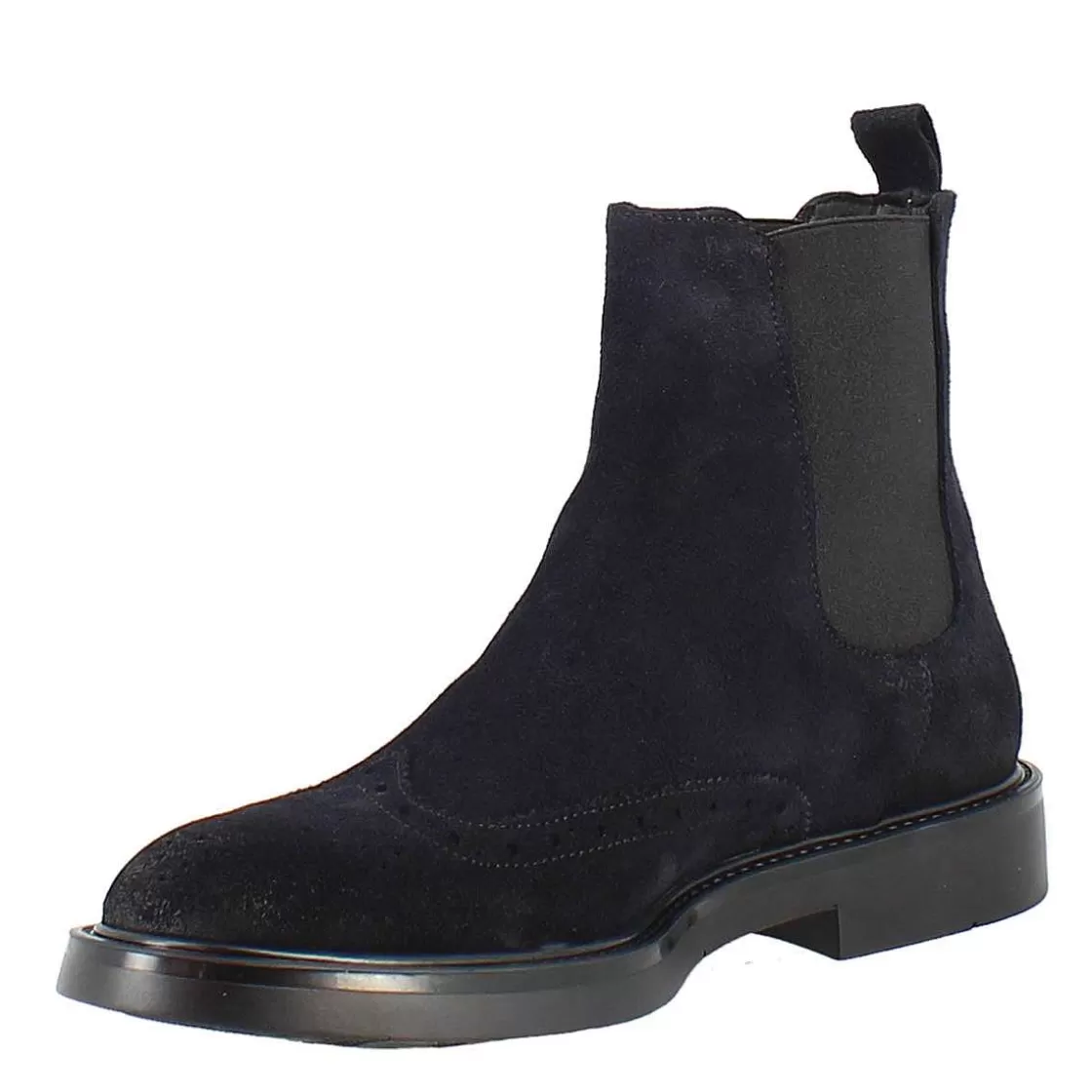 Leonardo Chelsea Boot In Blue Suede With Rubber Sole Cheap