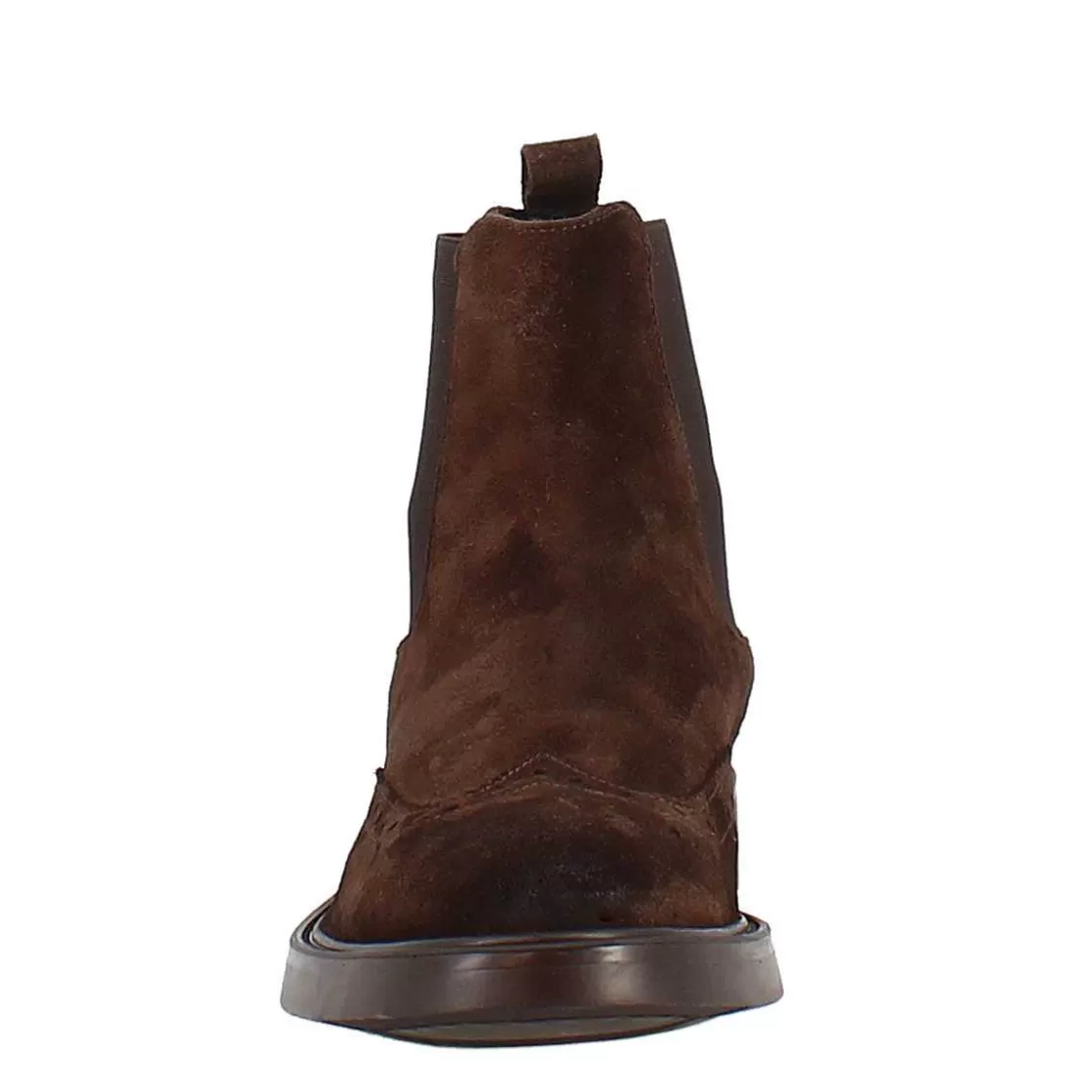 Leonardo Chelsea Boot In Brown Suede With Rubber Sole Outlet