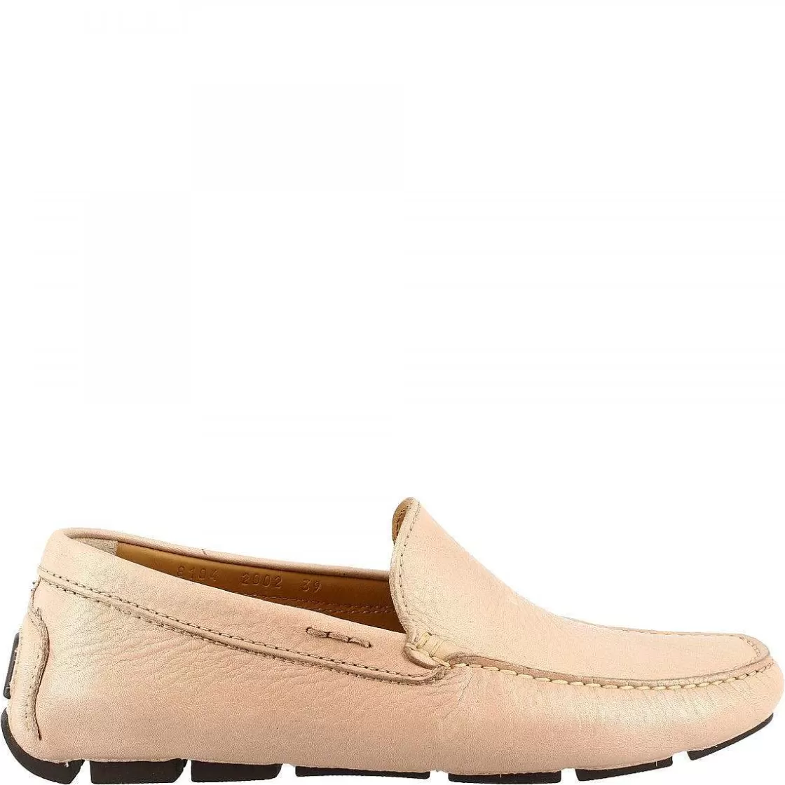 Leonardo Classic Handmade Loafers For Men In Leather Taupe Calfskin With Rounded Toe Discount