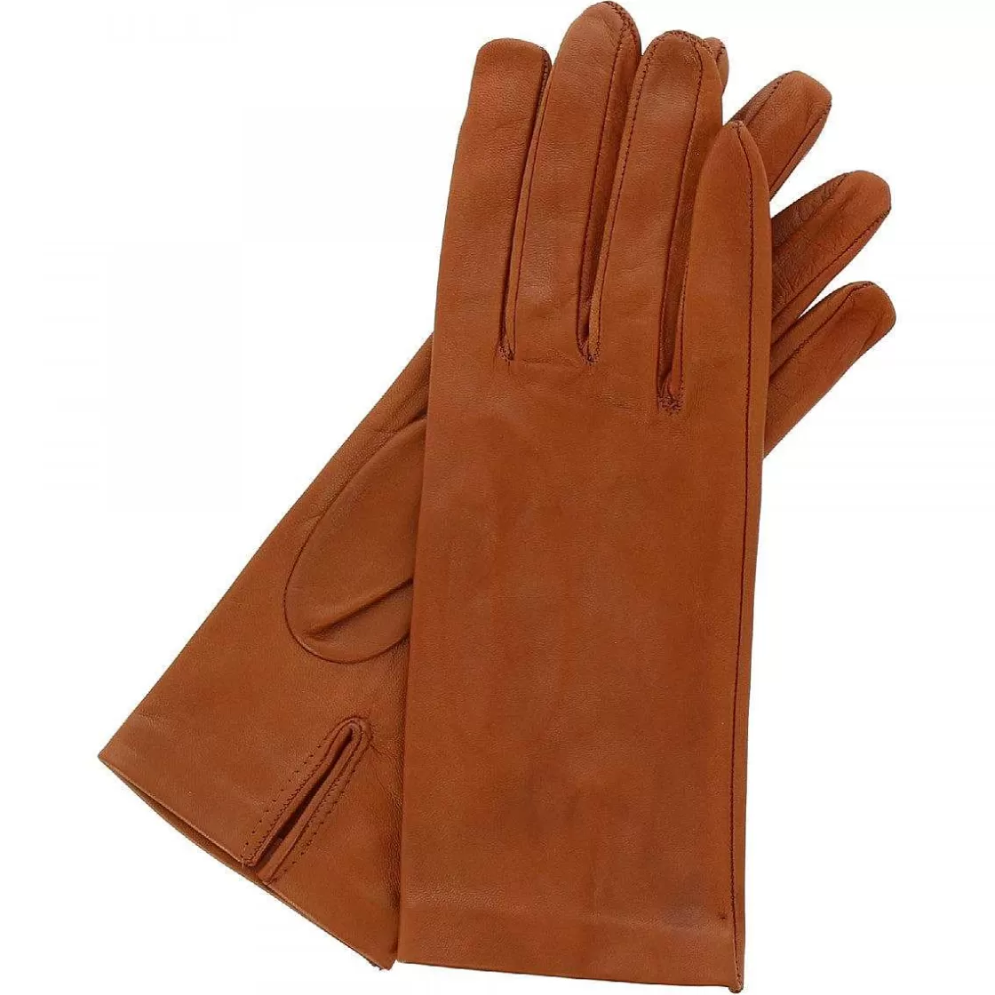 Leonardo Classic Women'S Gloves Handmade In Brown Nappa Leather Fashion