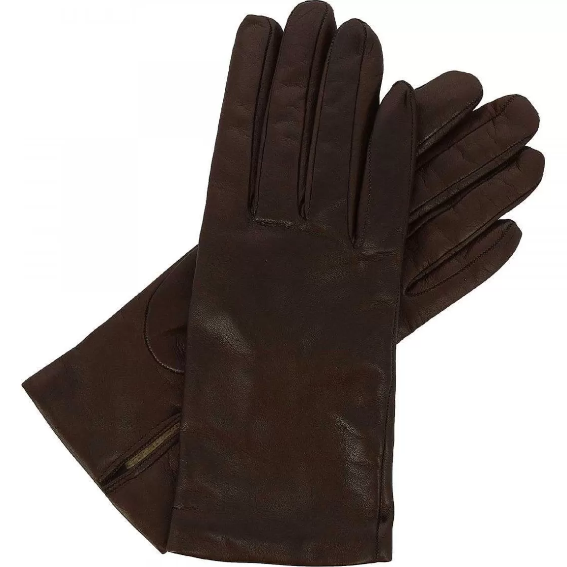Leonardo Classic Women'S Gloves Handmade In Dark Brown Nappa Leather Store