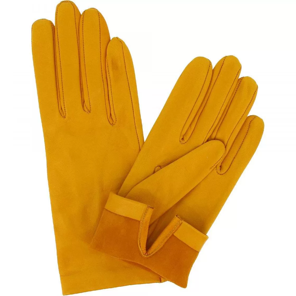 Leonardo Classic Women'S Gloves Handmade In Ocher Yellow Nappa Leather Flash Sale