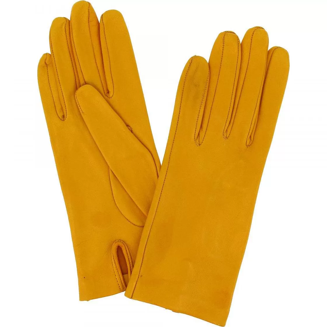 Leonardo Classic Women'S Gloves Handmade In Ocher Yellow Nappa Leather Flash Sale
