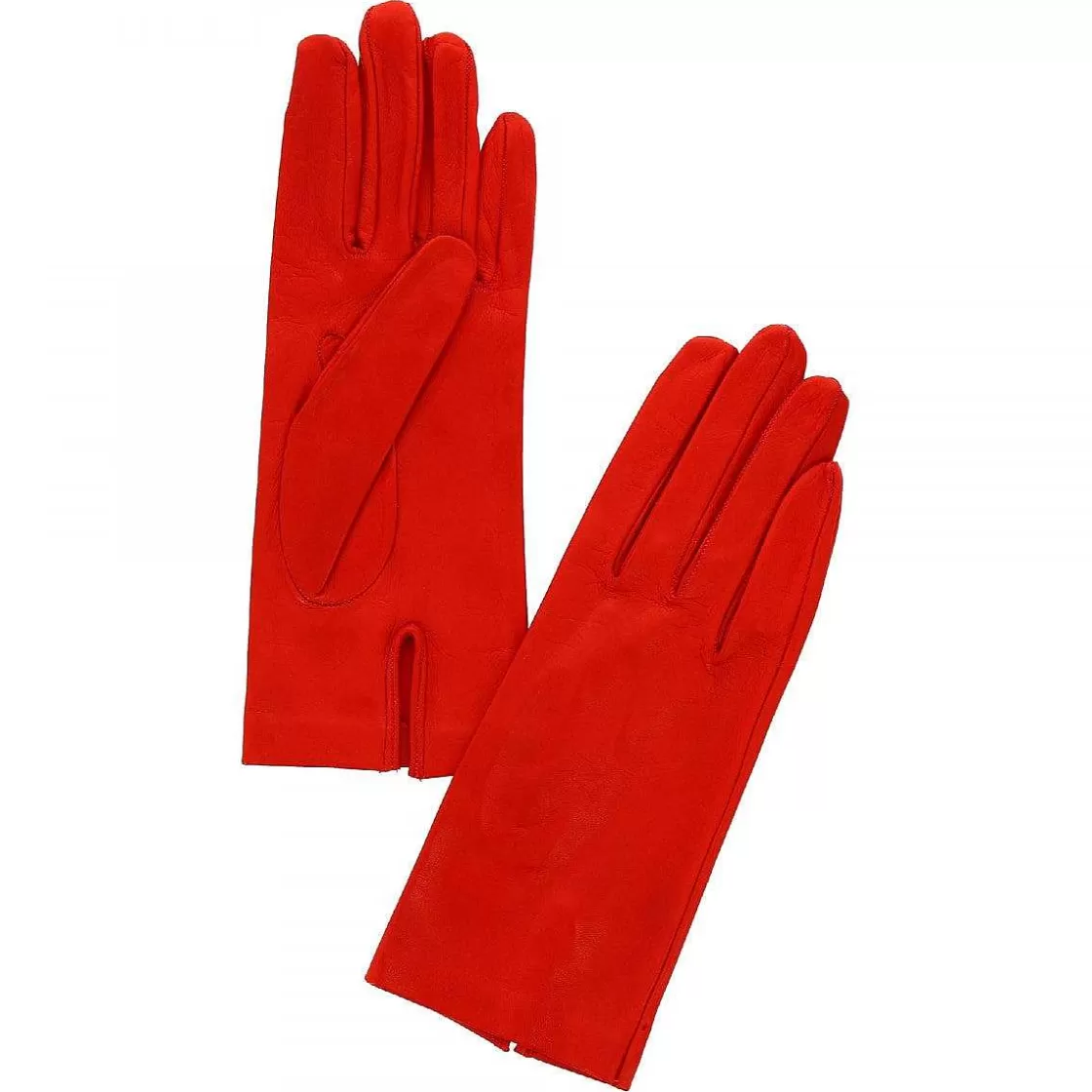 Leonardo Classic Women'S Gloves Handmade In Red Nappa Leather Fashion
