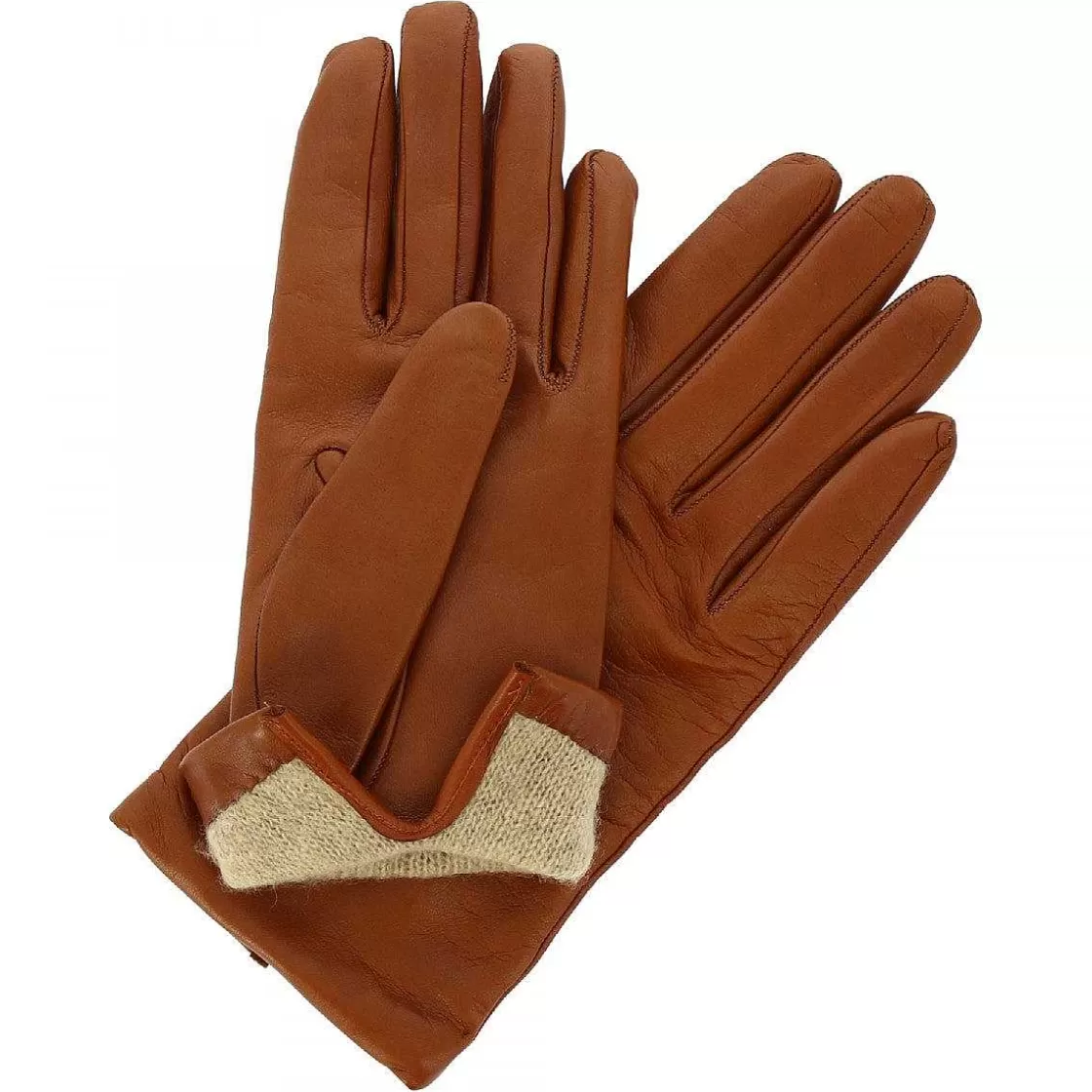 Leonardo Classic Women'S Handmade Gloves In Brown Nappa Leather Lined In Cashmere Fashion