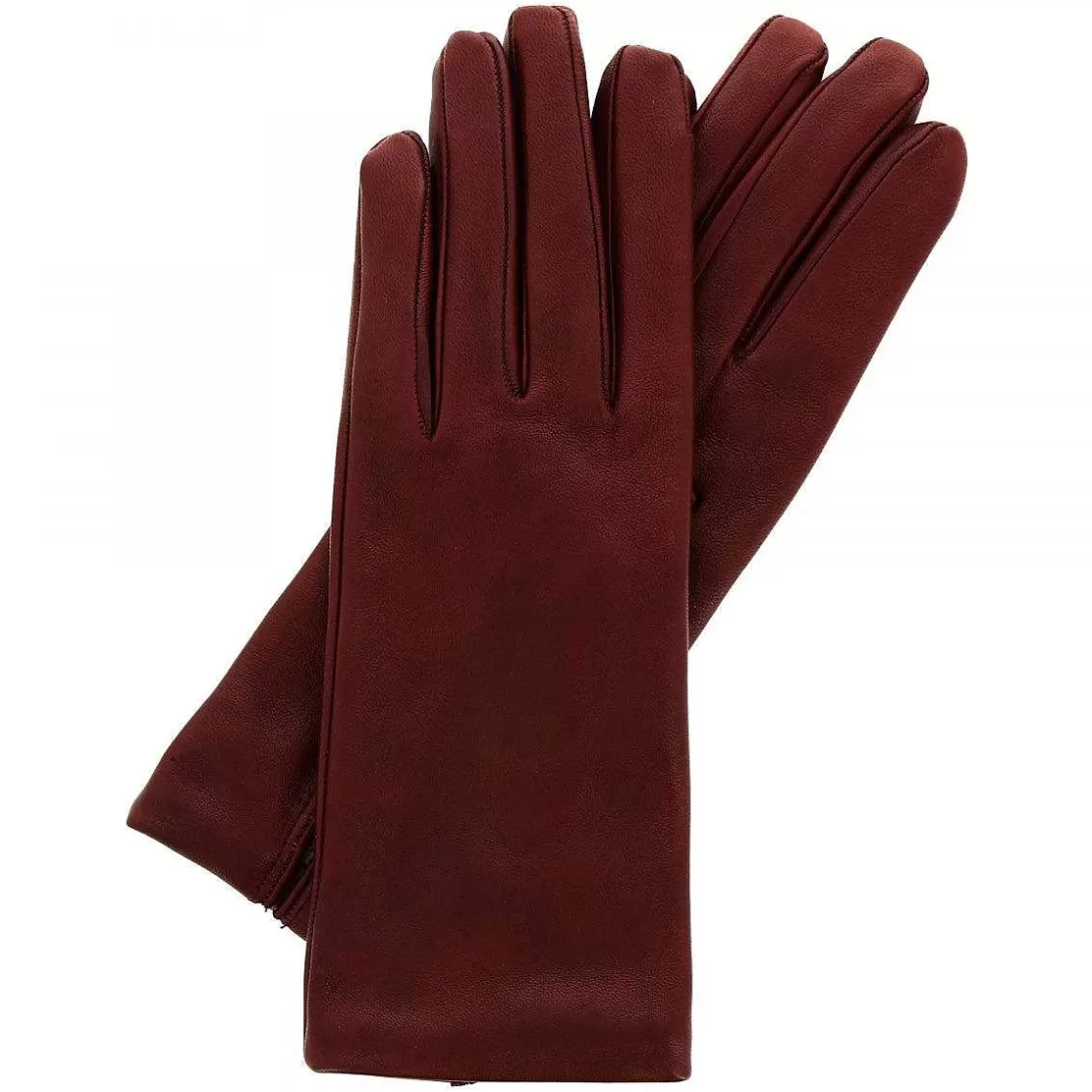 Leonardo Classic Women'S Handmade Gloves In Burgundy Nappa Leather Lined In Cashmere Clearance