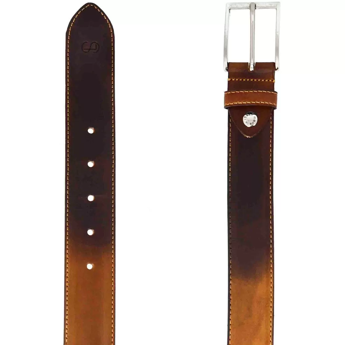 Leonardo Dark Brown And Light Brown Hand-Colored Elegant Men'S Leather Belt New