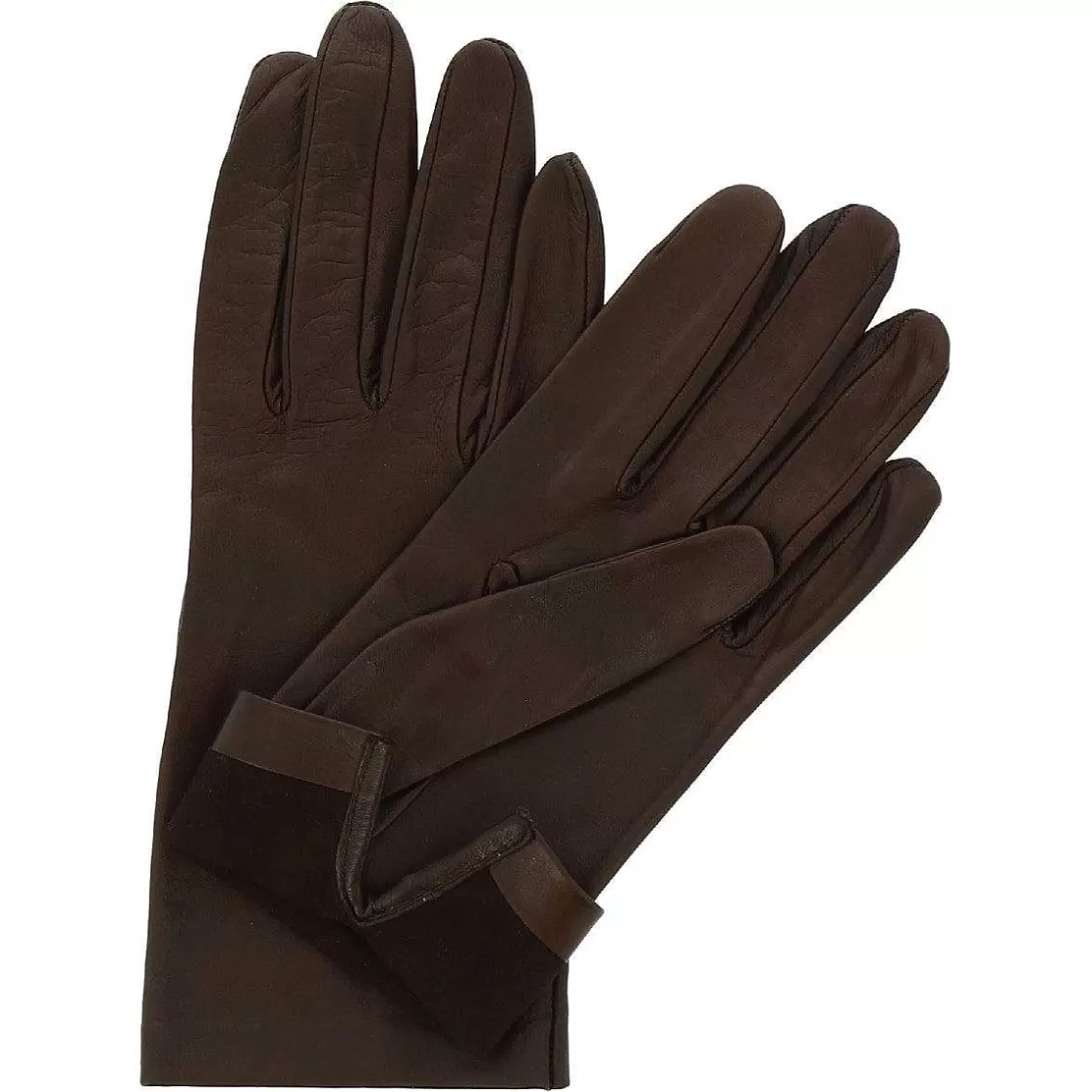Leonardo Dark Brown Handmade Classic Women'S Nappa Leather Gloves Sale