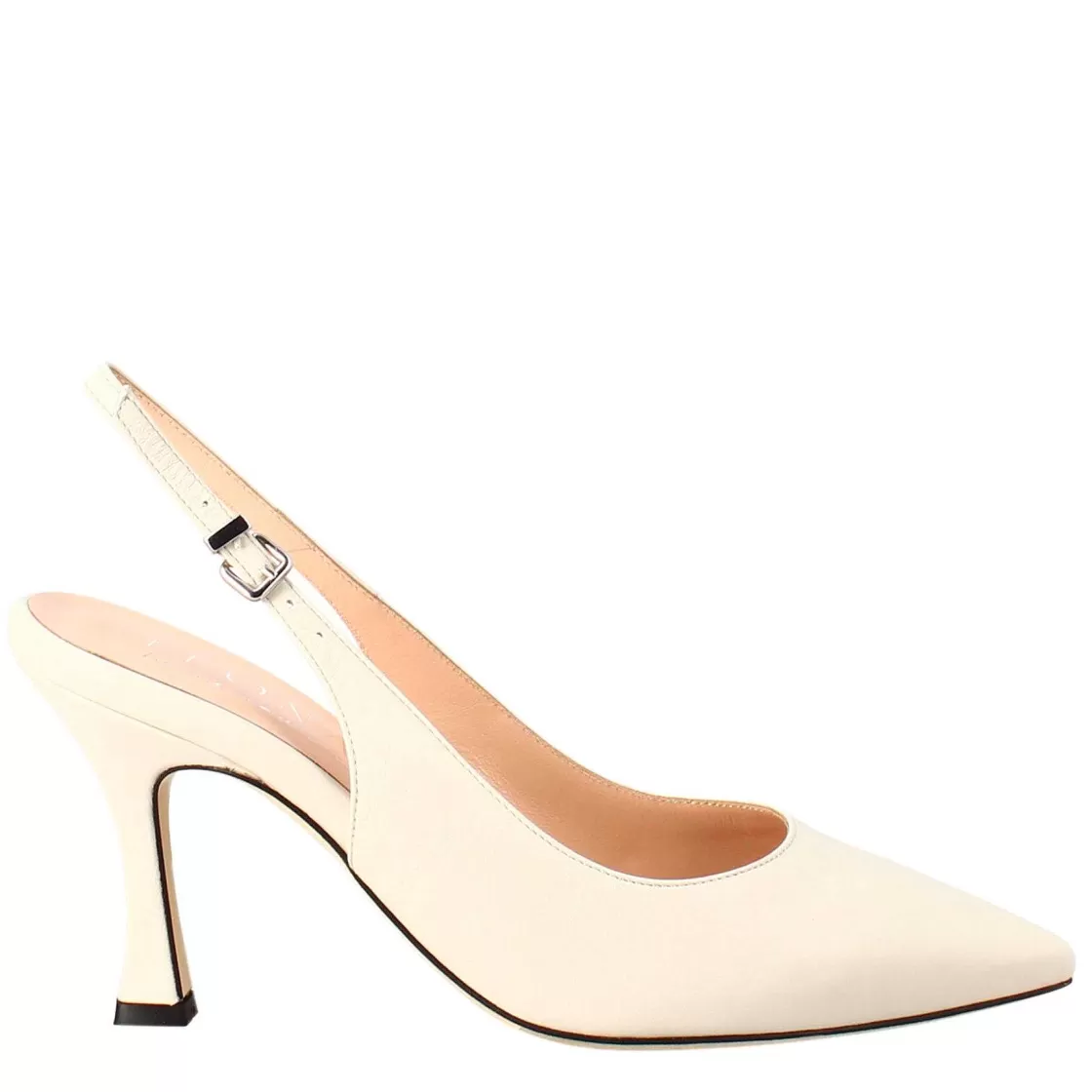 Leonardo Decollete With High Heels For Women In Cream Colored Leather Hot