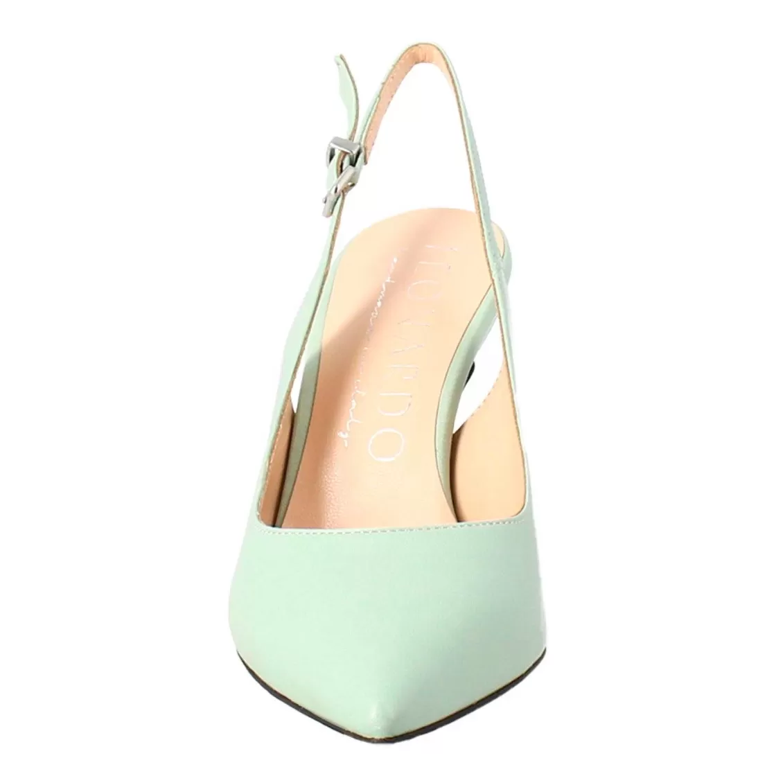 Leonardo Decollete With High Heels For Women In Green Leather Outlet