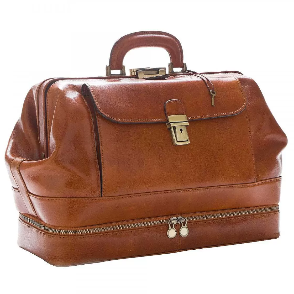 Leonardo Doctor'S Bag Lower Compartment In Leather Full Grain With Zip Closure Best Sale
