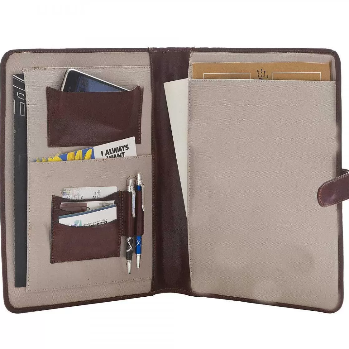 Leonardo Document Holder In Full Grain Leather With Utility Pockets And Magnetic Closure Fashion