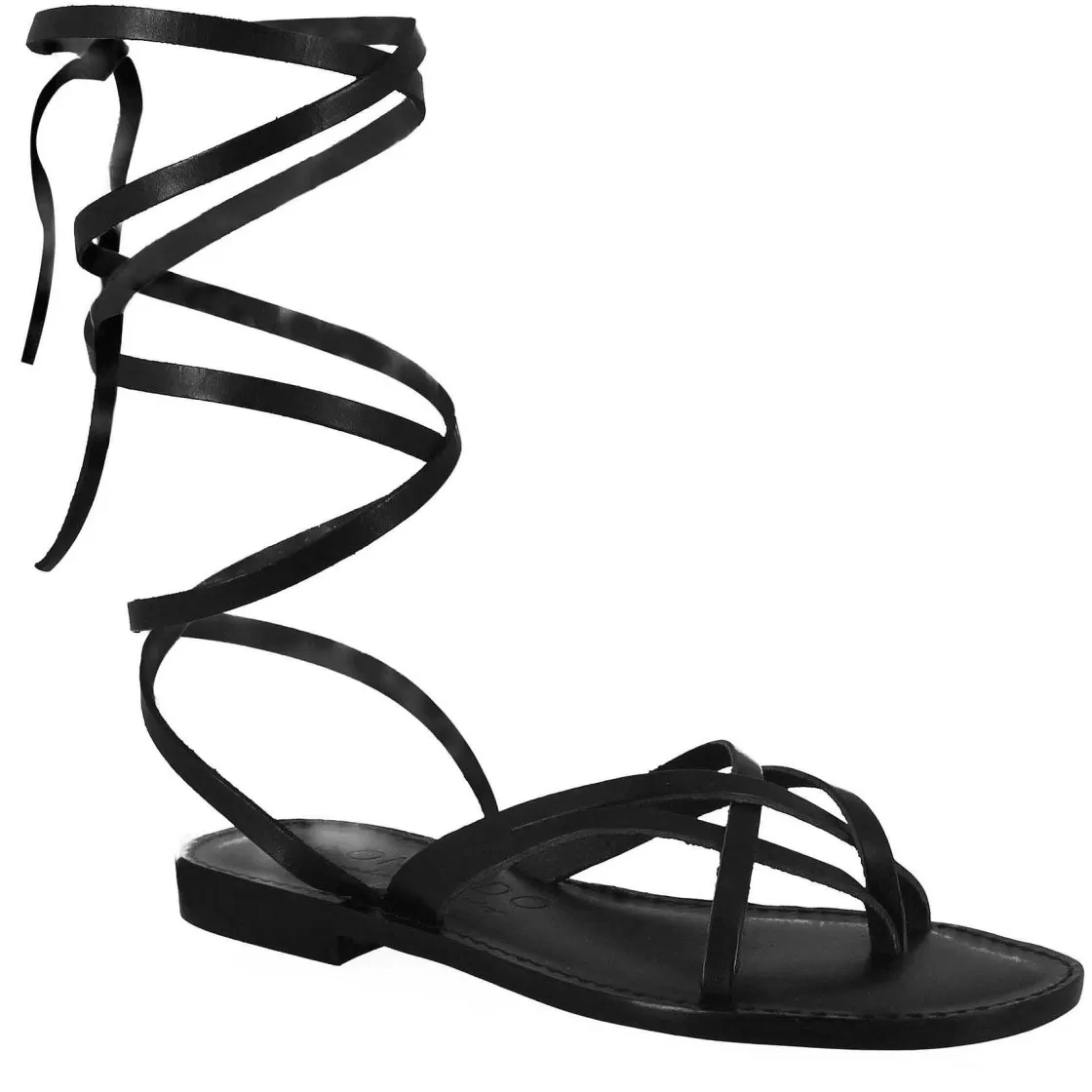 Leonardo Eclipse Sandals For Women In Ancient Roman Style In Black Leather Sale