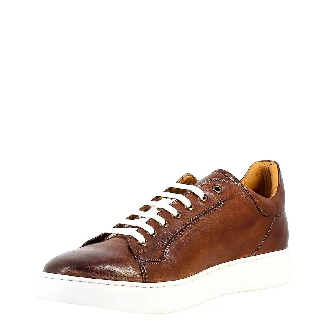 Leonardo Elegant Men'S Brown Sneaker In Smooth Leather Best