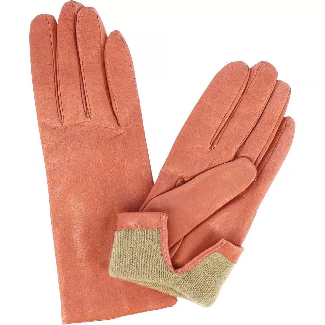 Leonardo Elegant Women'S Gloves Handmade In Antique Pink Nappa Leather Clearance