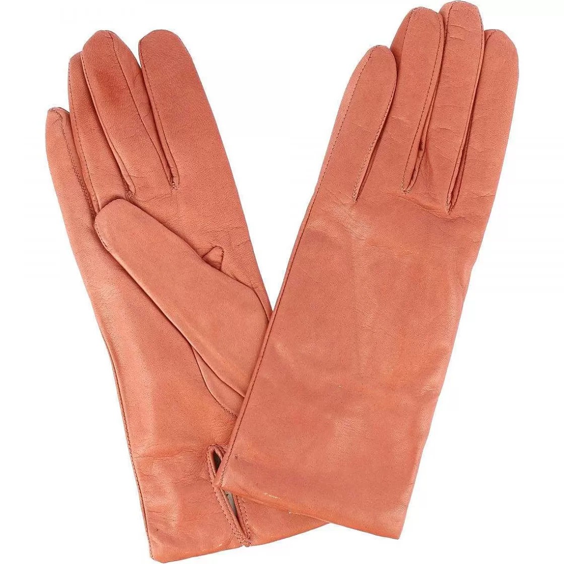 Leonardo Elegant Women'S Gloves Handmade In Antique Pink Nappa Leather Clearance