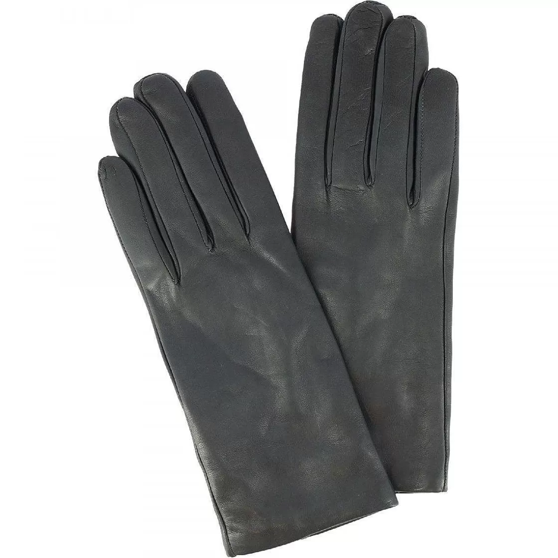 Leonardo Elegant Women'S Gloves Handmade In Gray Nappa Leather Best Sale