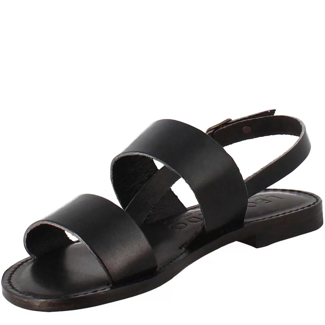 Leonardo Euforia Women'S Sandals In Ancient Roman Style In Black Leather Flash Sale