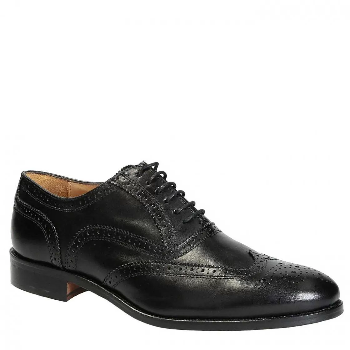 Leonardo Handcrafted Men'S Oxford Shoes In Black Leather Flash Sale