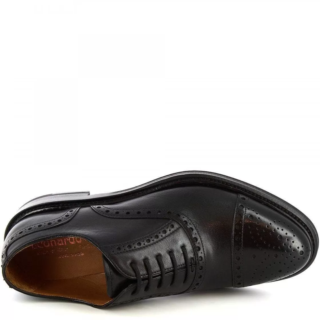 Leonardo Handmade Brogues Brogues Shoes For Men In Black Calf Leather Clearance