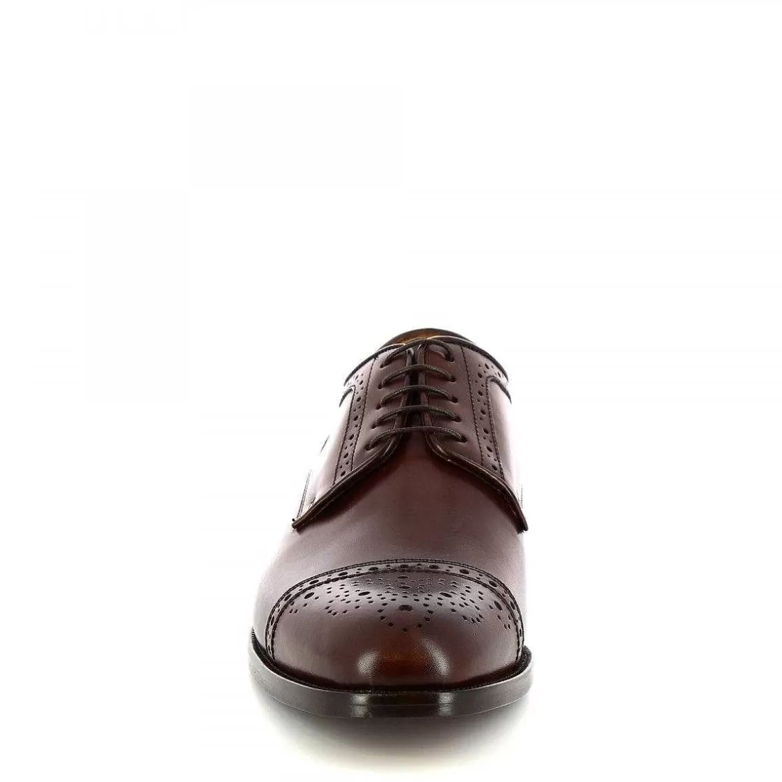 Leonardo Handmade Men'S Brogues Shoes In Chocolate Leather Calfskin With Tip Sale