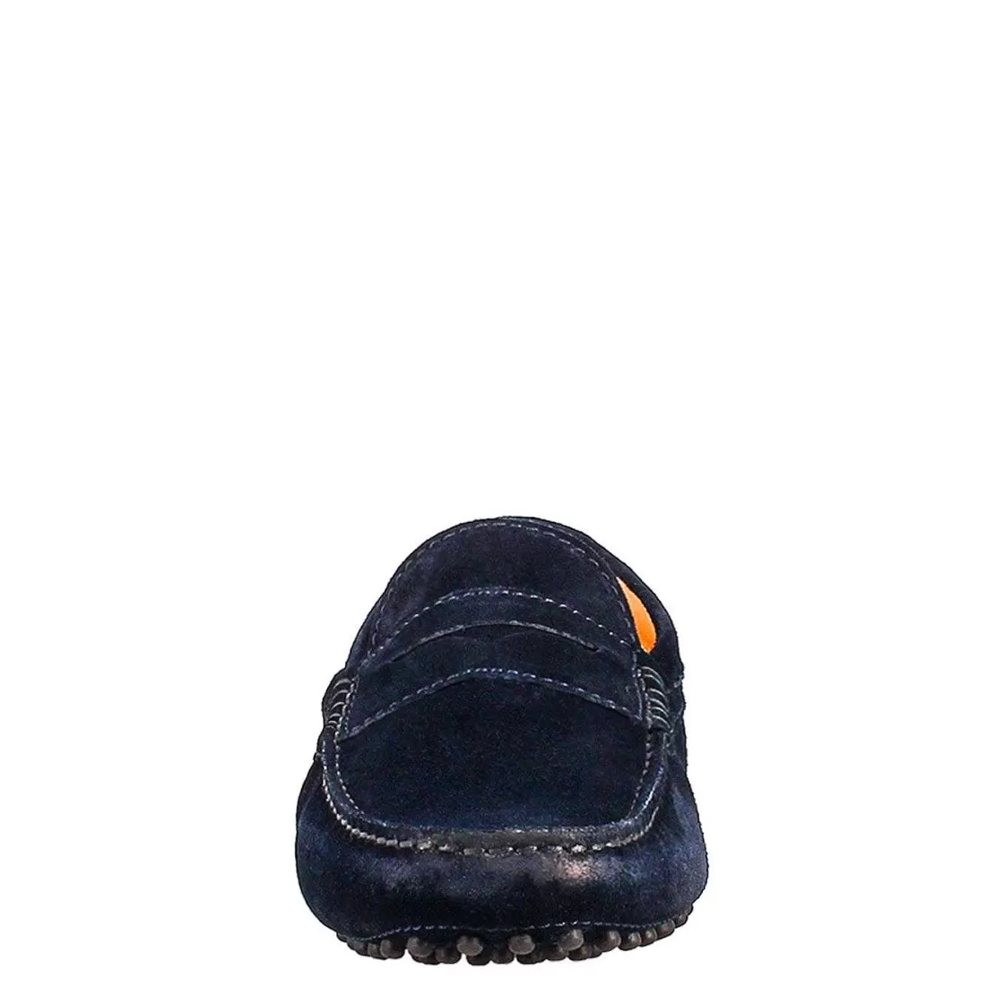 Leonardo Handmade Men'S Carshoe Loafers In Blue Suede Leather. Clearance