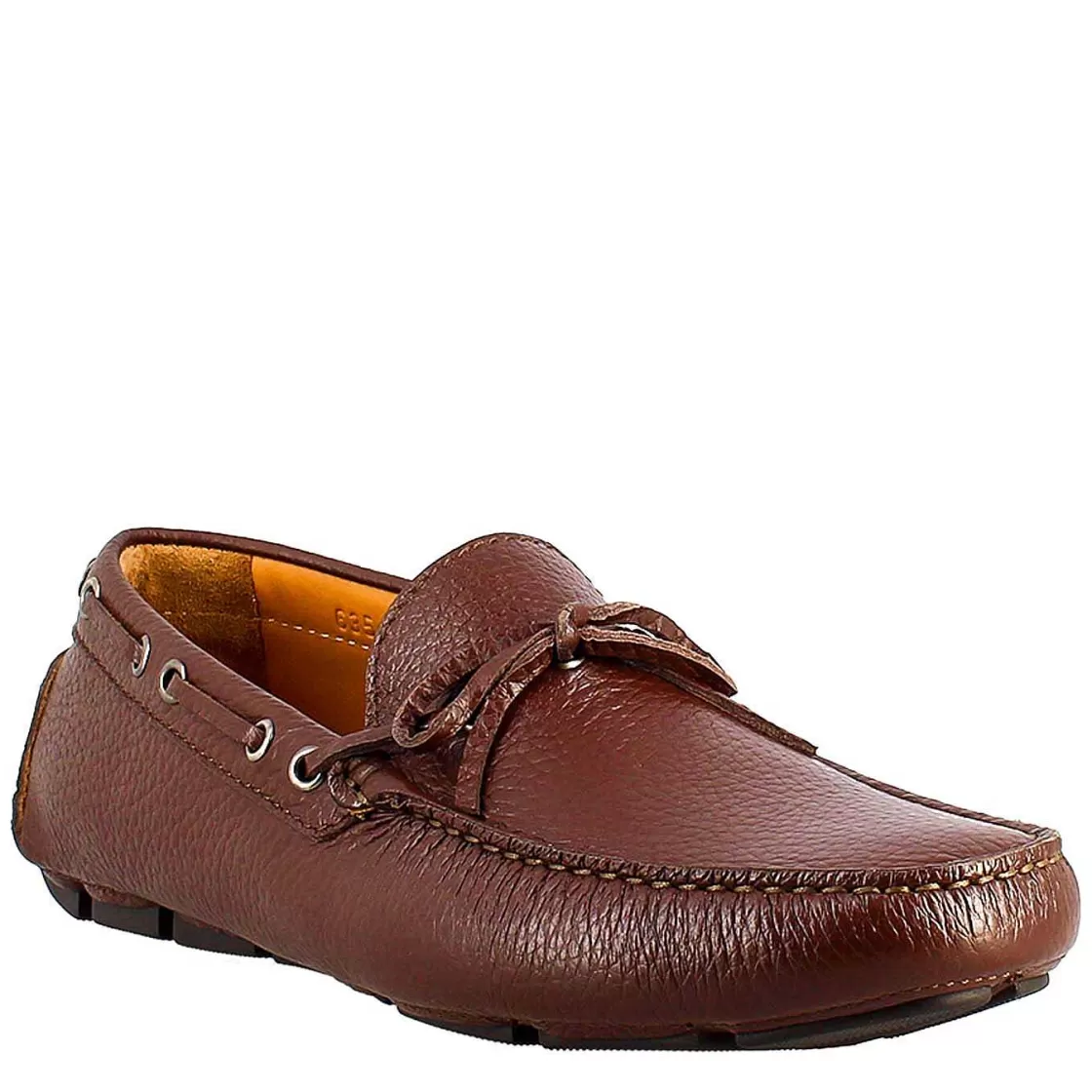 Leonardo Handmade Men'S Carshoe Loafers In Brown Calf Leather. Cheap