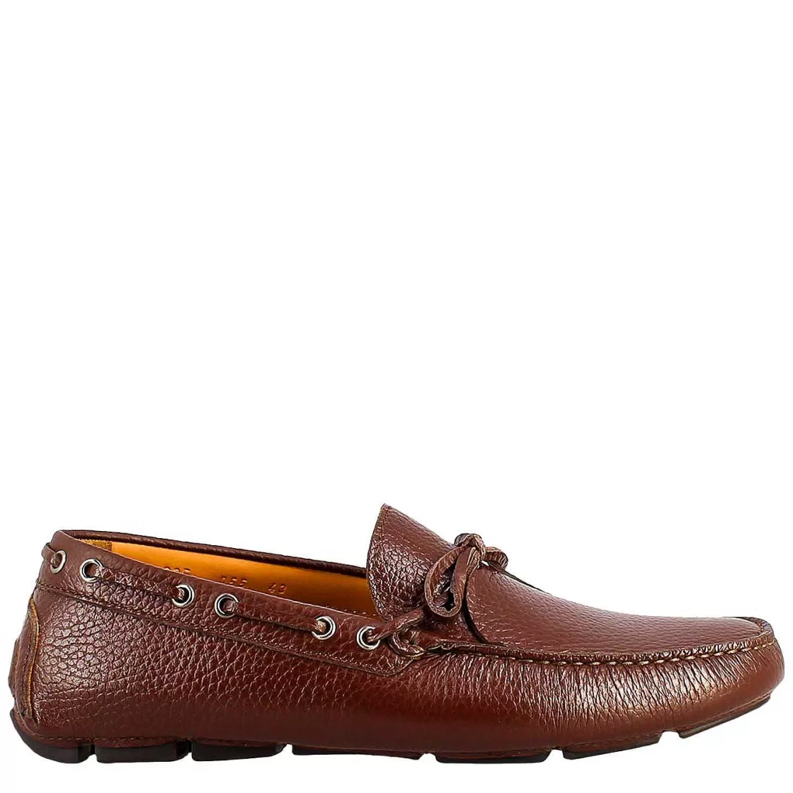 Leonardo Handmade Men'S Carshoe Loafers In Brown Calf Leather. Cheap