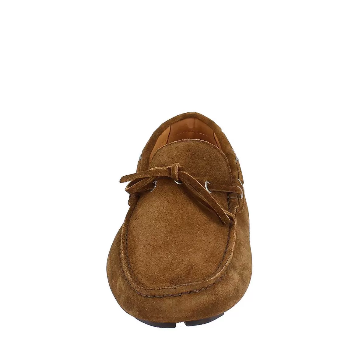 Leonardo Handmade Men'S Carshoe Loafers In Brown Suede. Fashion