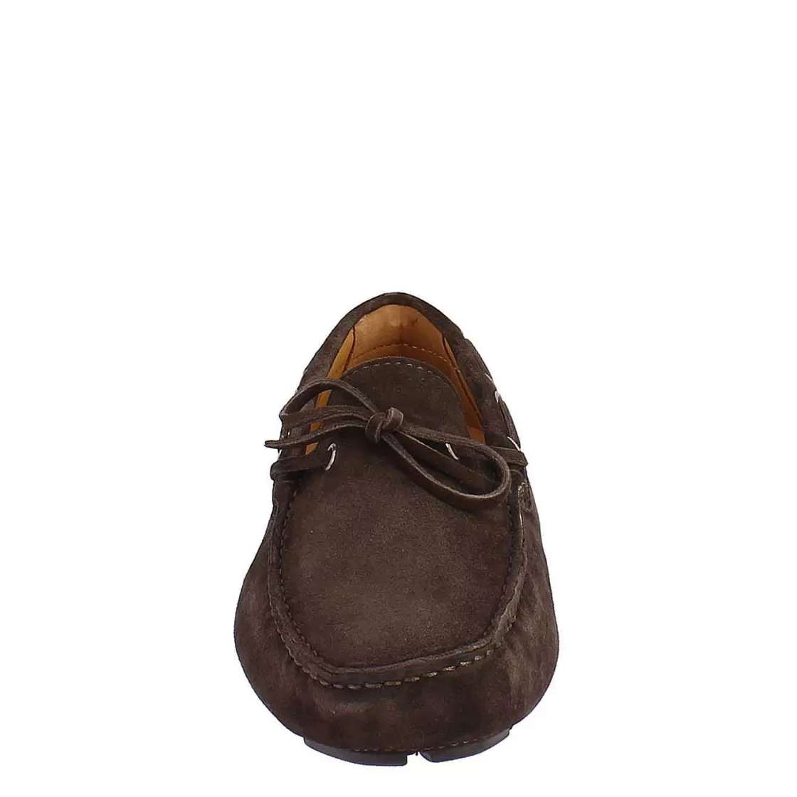 Leonardo Handmade Men'S Carshoe Loafers In Brown Suede Leather. Fashion
