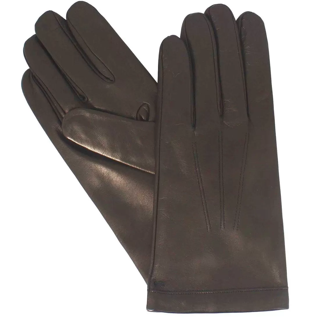 Leonardo Handmade Men'S Gloves In Brown Nappa Leather Lined In Cashmere New