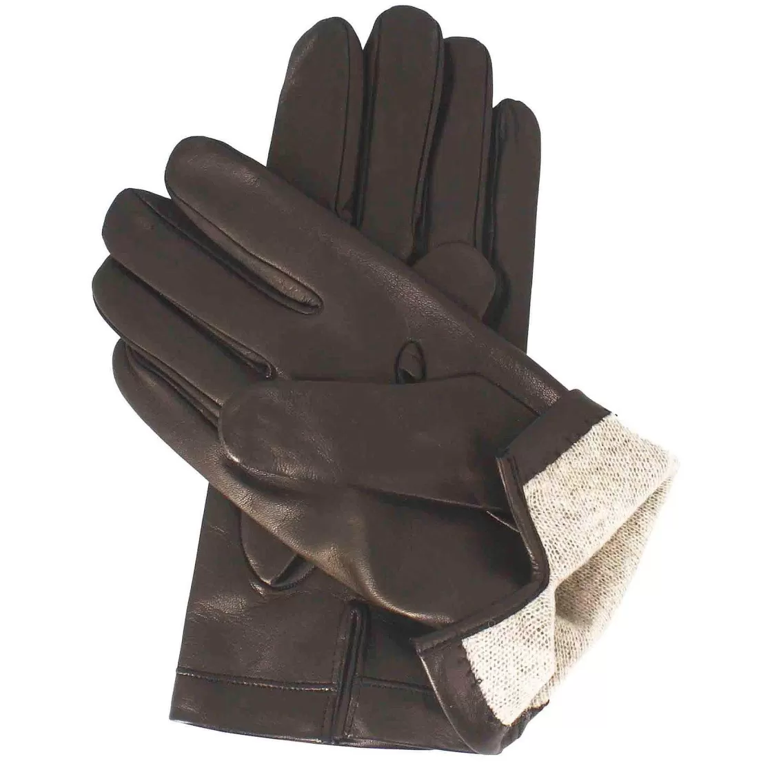 Leonardo Handmade Men'S Gloves In Brown Nappa Leather Lined In Cashmere New