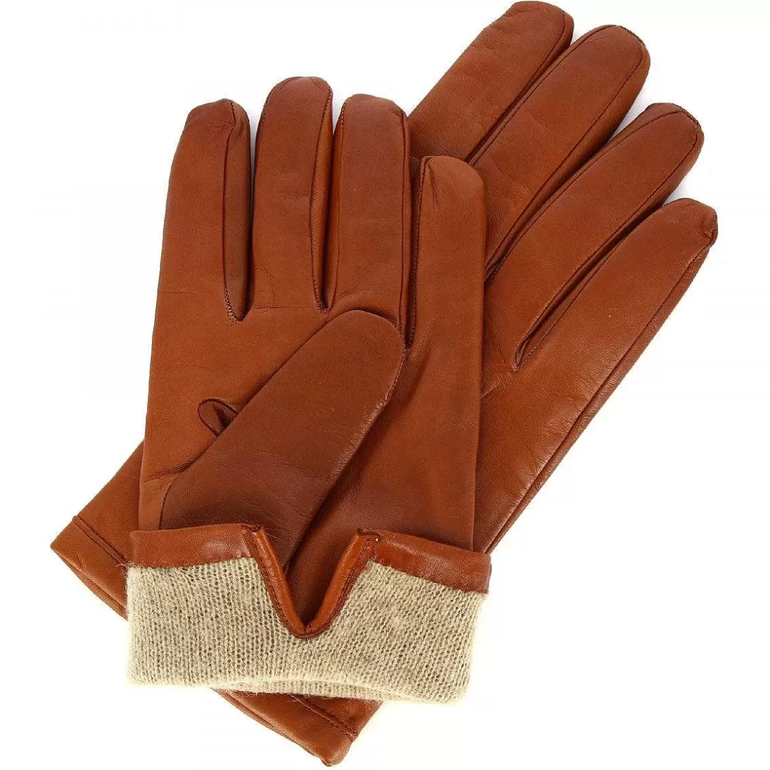 Leonardo Handmade Men'S Gloves In Brown Nappa Leather Lined In Cashmere Clearance