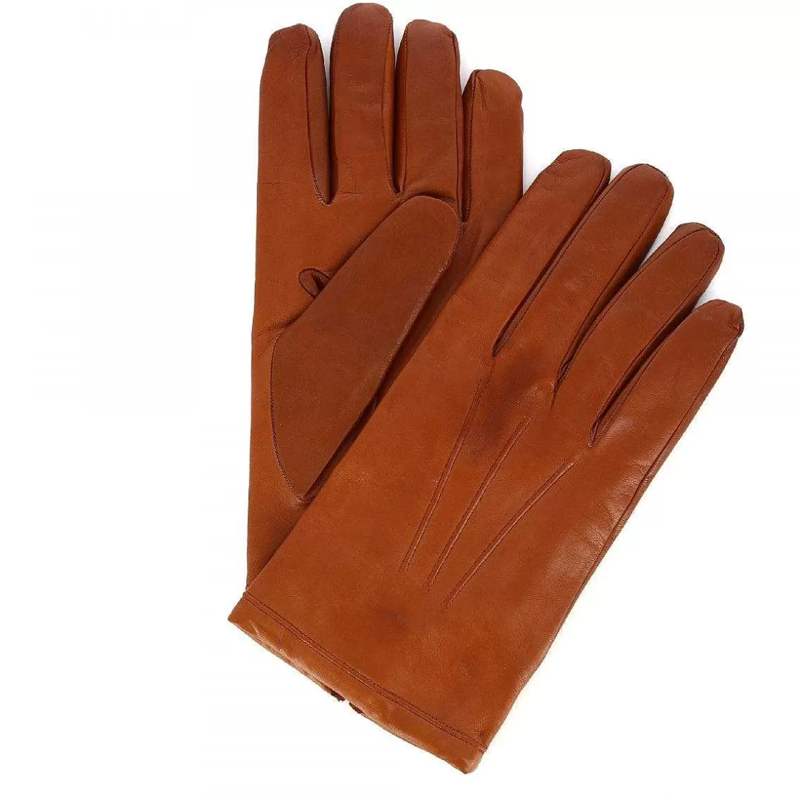 Leonardo Handmade Men'S Gloves In Brown Nappa Leather Lined In Cashmere Clearance