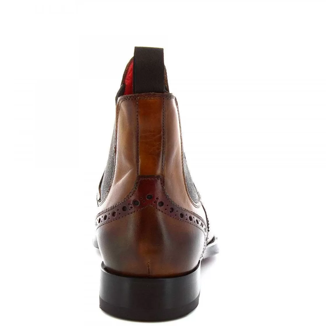 Leonardo Handmade Men'S Half Brogues Boots In Delave Sienna Leather Discount