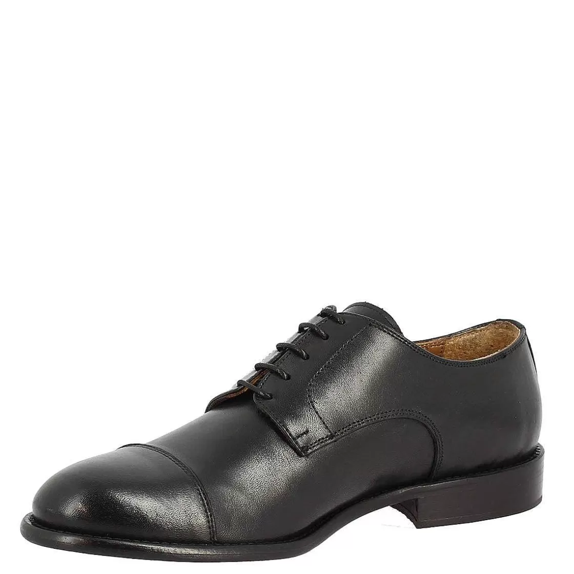 Leonardo Handmade Men'S Oxford Shoes In Black Leather Calfskin With Tip New