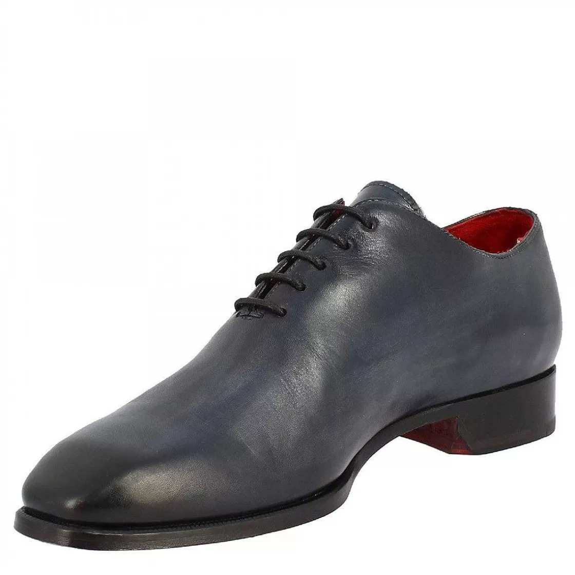 Leonardo Handmade Men'S Wholecut Shoes In Leather Delave Blue Calfskin Fashion