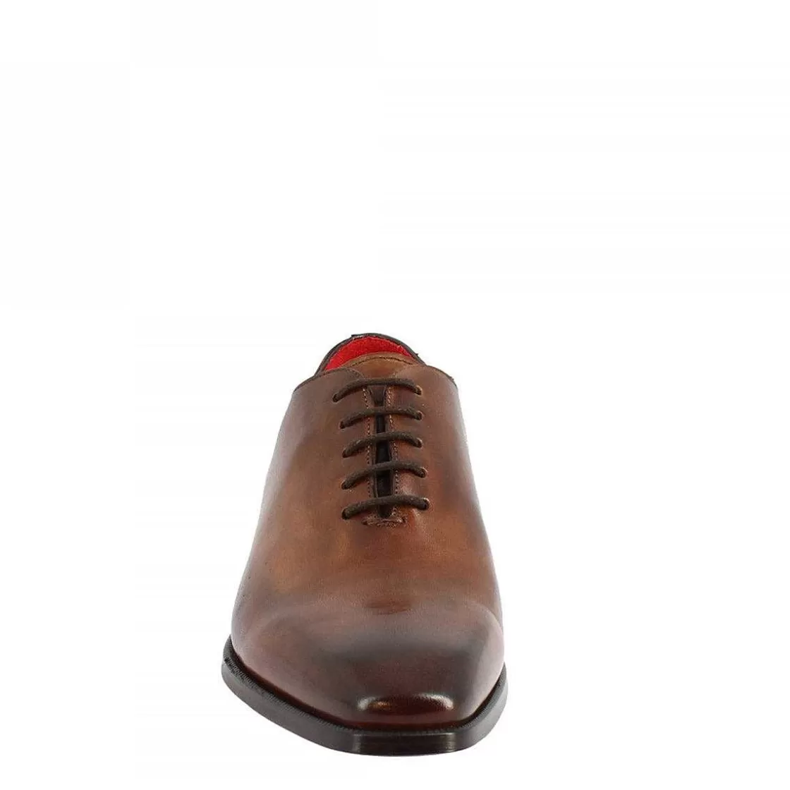 Leonardo Handmade Men'S Wholecut Square Toe Shoes In Brandy Delave Leather Hot