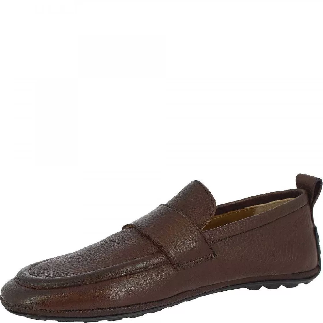 Leonardo Handmade Slip-On Men'S Loafers In Dark Brown Calf Leather With Rounded Toe Hot