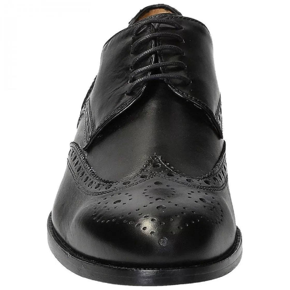Leonardo Handmade Wingtip Brogues Derby Shoes In Black Leather Best Sale