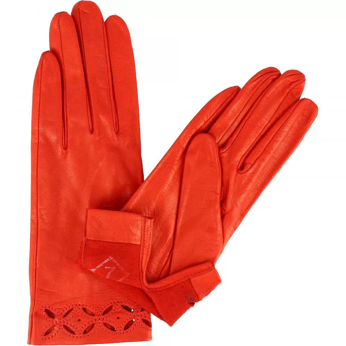Leonardo Handmade Women'S Four-Leaf Clover Gloves In Red Nappa Leather With Decoration Cheap