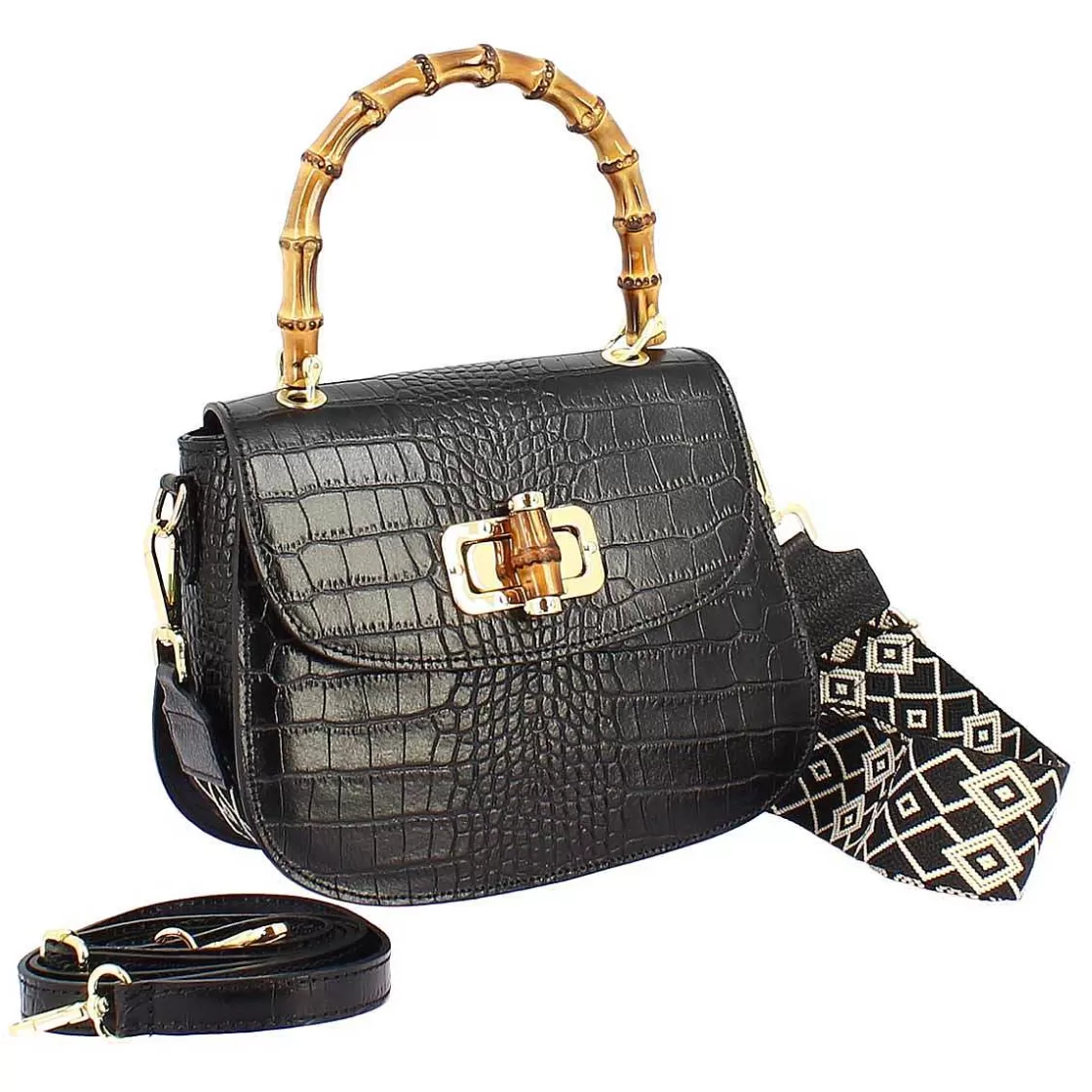 Leonardo Handmade Women'S Handbag In Black Leather With Removable Shoulder Strap Discount