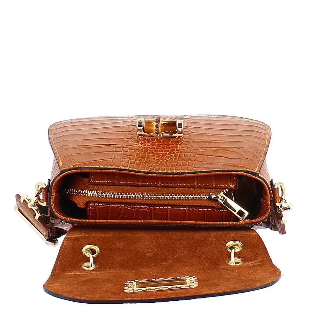 Leonardo Handmade Women'S Handbag In Brown Leather With Removable Shoulder Strap Flash Sale