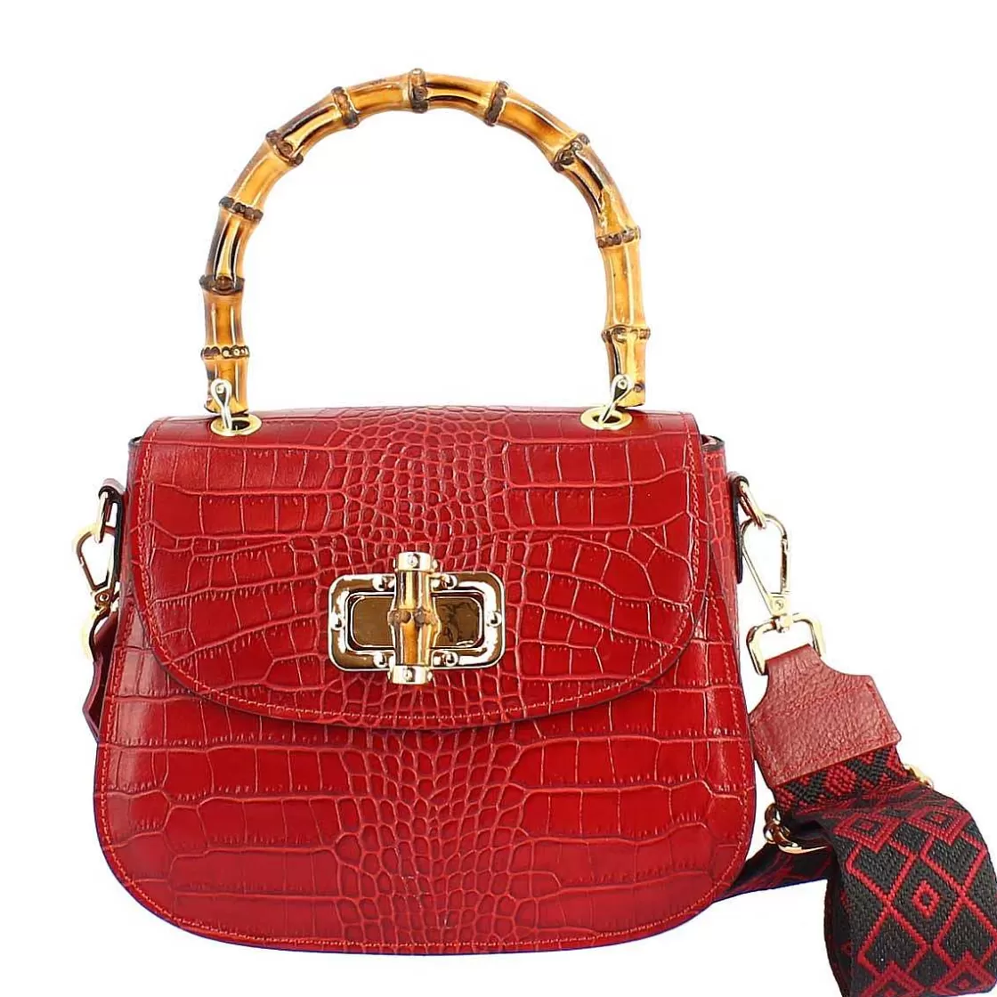Leonardo Handmade Women'S Handbag In Burgundy Leather With Removable Shoulder Strap Cheap