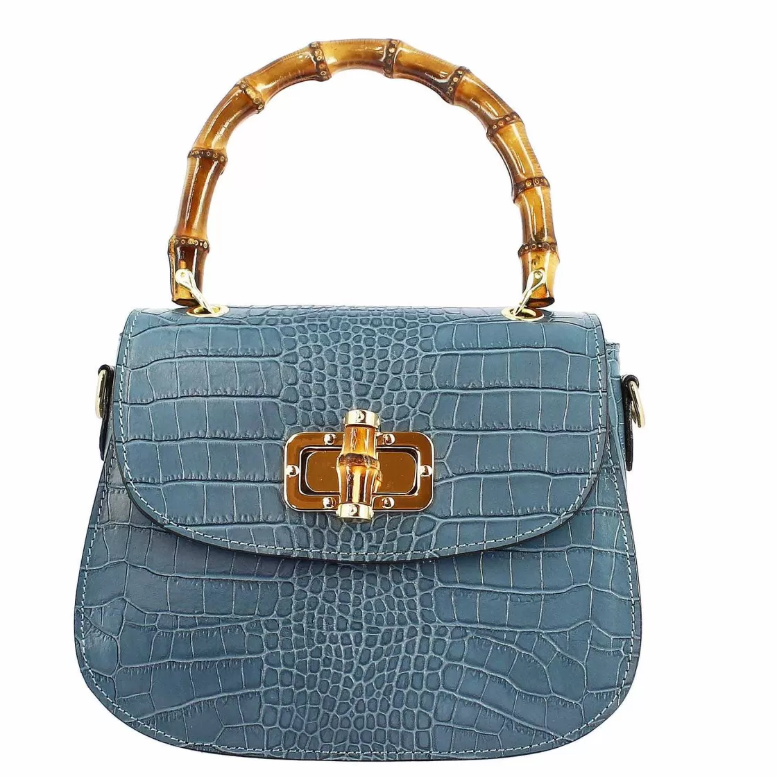 Leonardo Handmade Women'S Handbag In Light Blue Leather With Removable Shoulder Strap Discount