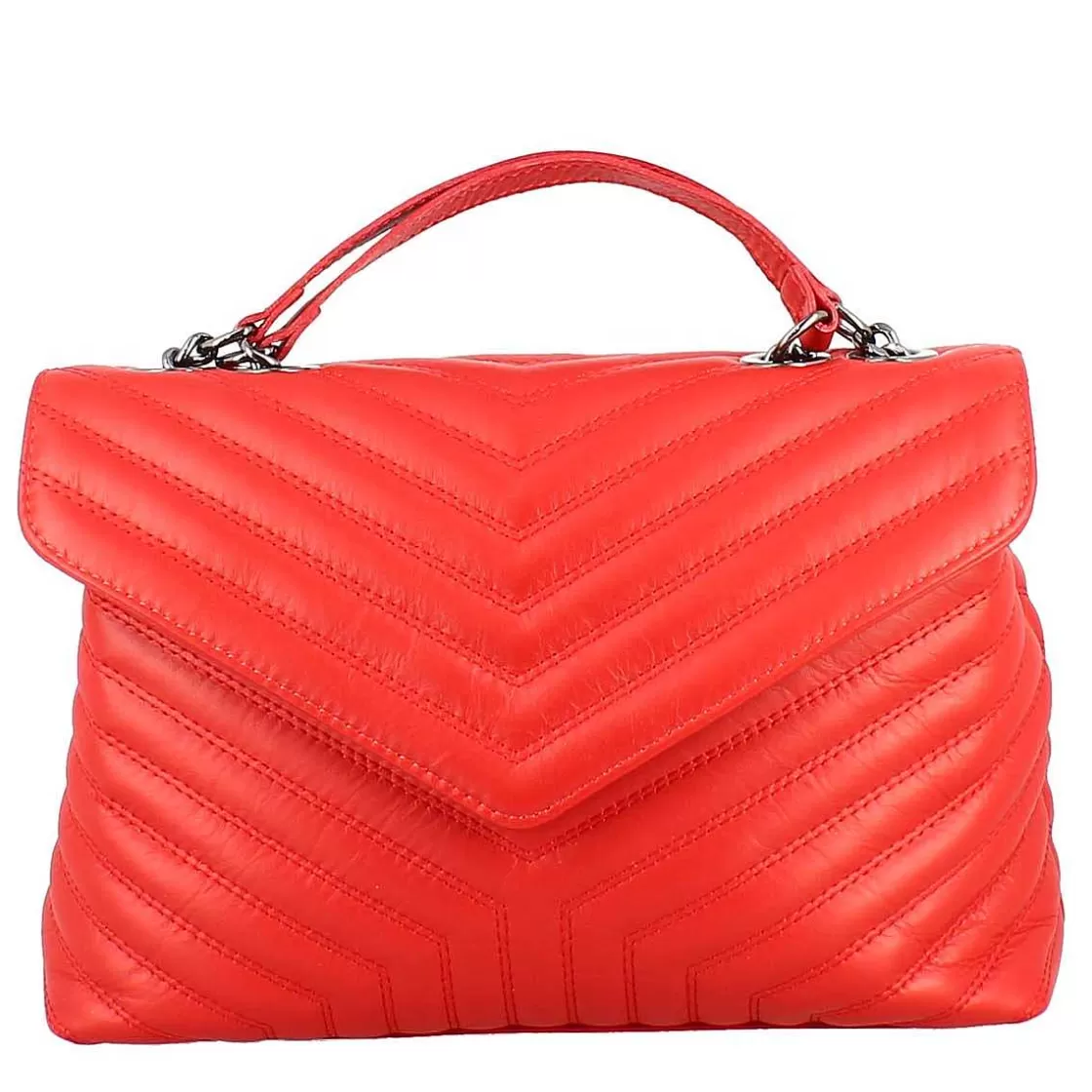 Leonardo Handmade Women'S Handbag With Shoulder Strap In Red Quilted Leather Store